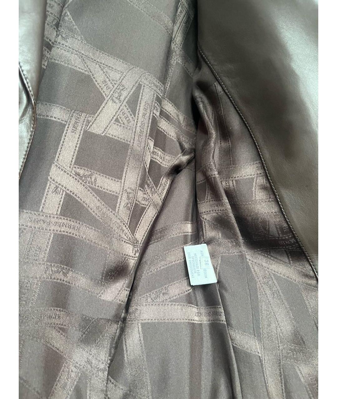 HERMES Коричневая кожаная куртка, фото 6