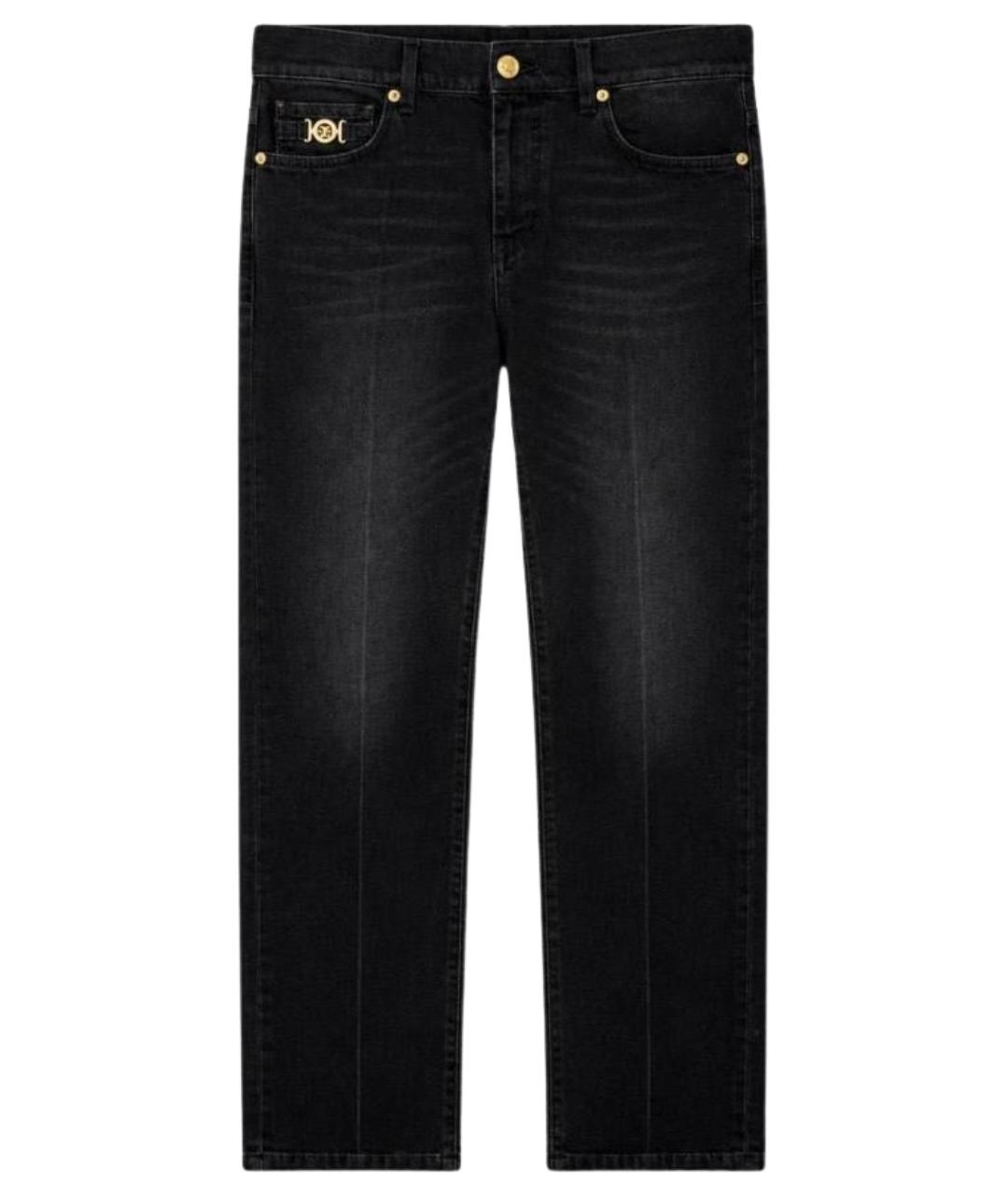VERSACE Черные хлопковые прямые джинсы, фото 1