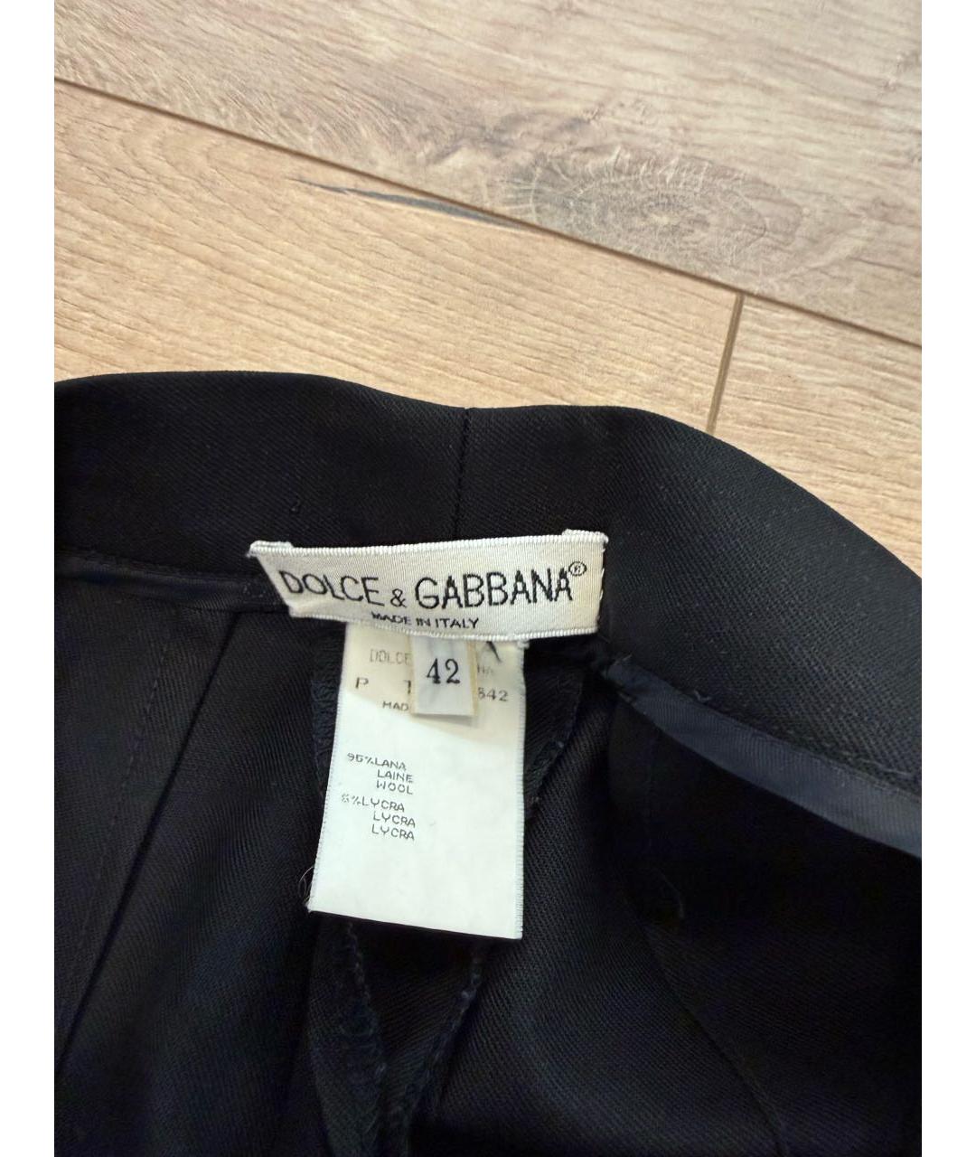 DOLCE&GABBANA Черные шерстяные прямые брюки, фото 3