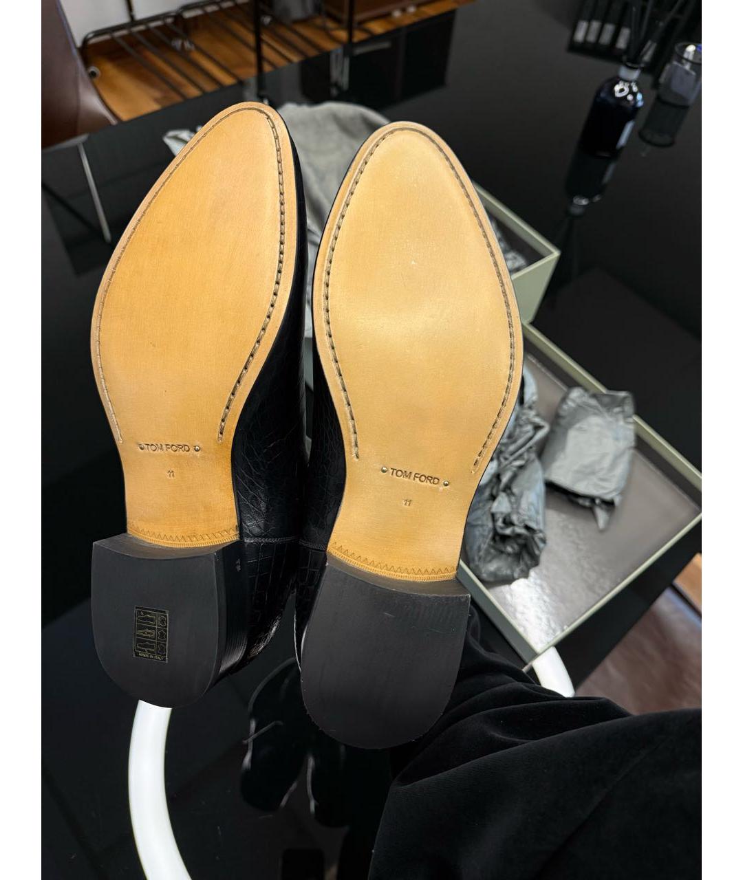 TOM FORD Черные кожаные низкие ботинки, фото 5
