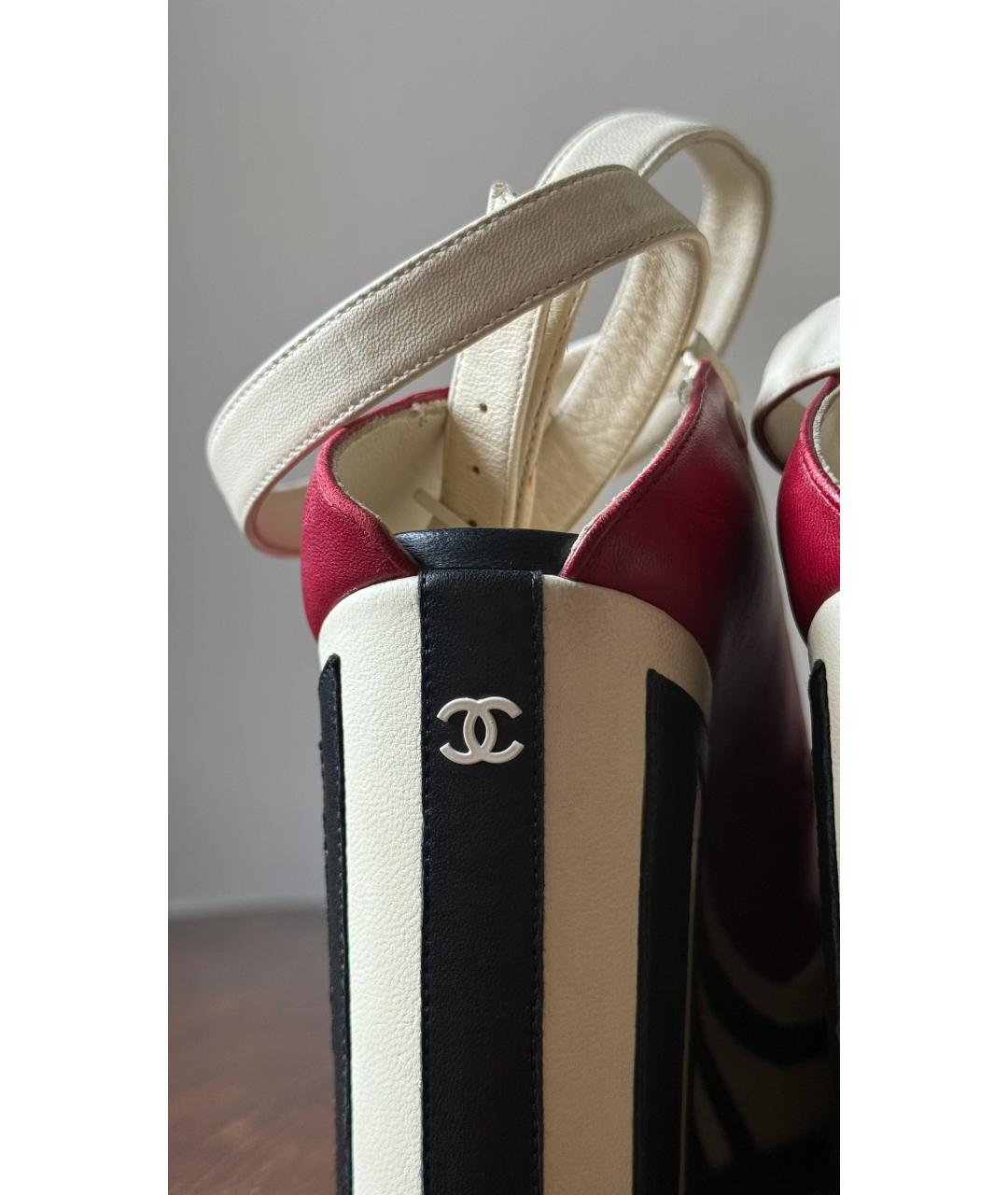 CHANEL Мульти кожаные босоножки, фото 6