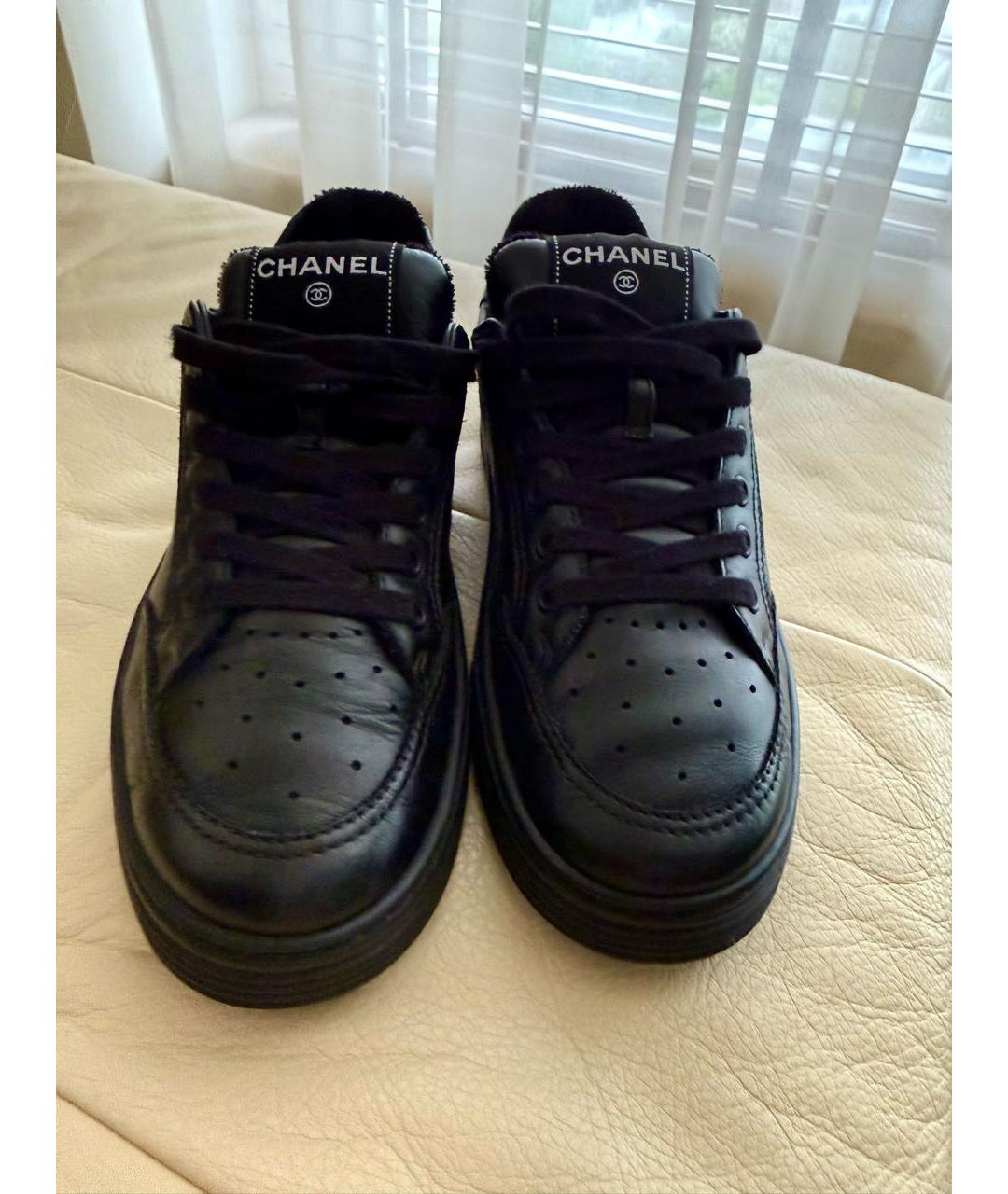 CHANEL Черные кожаные кеды, фото 2
