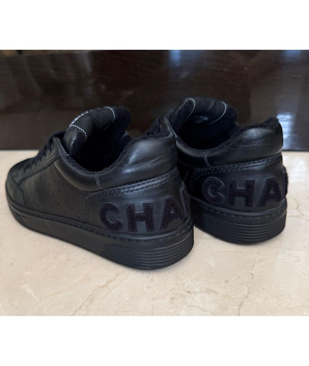CHANEL Черные кожаные кеды, фото 3