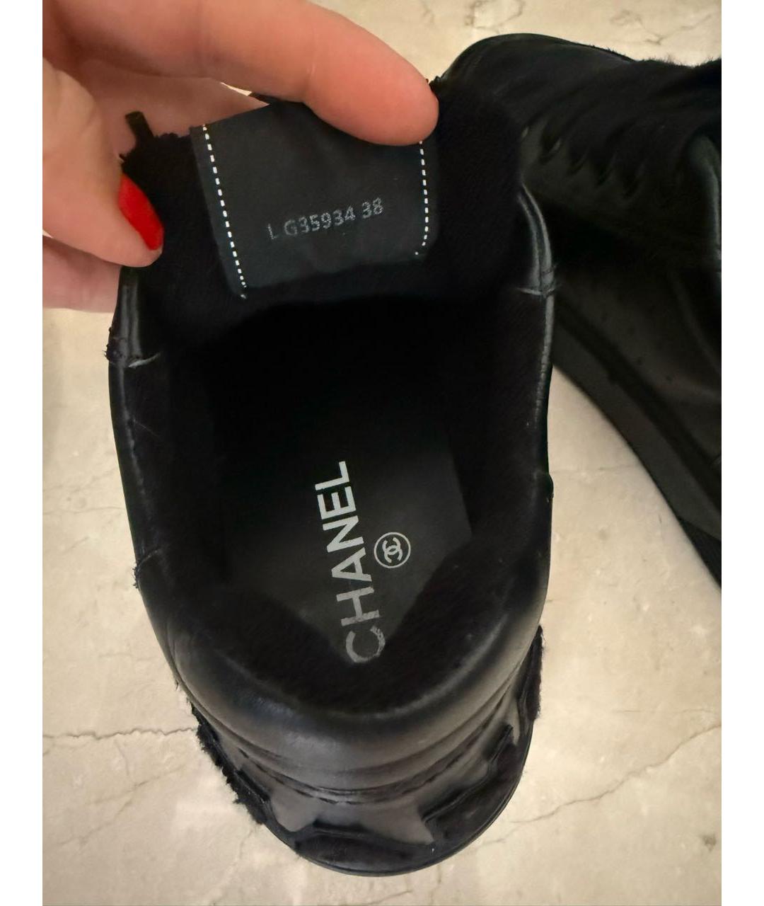 CHANEL Черные кожаные кеды, фото 6