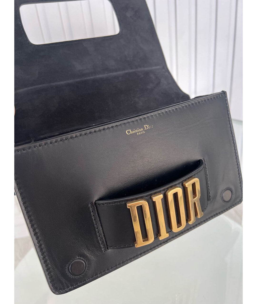 CHRISTIAN DIOR Черная кожаная сумка тоут, фото 4