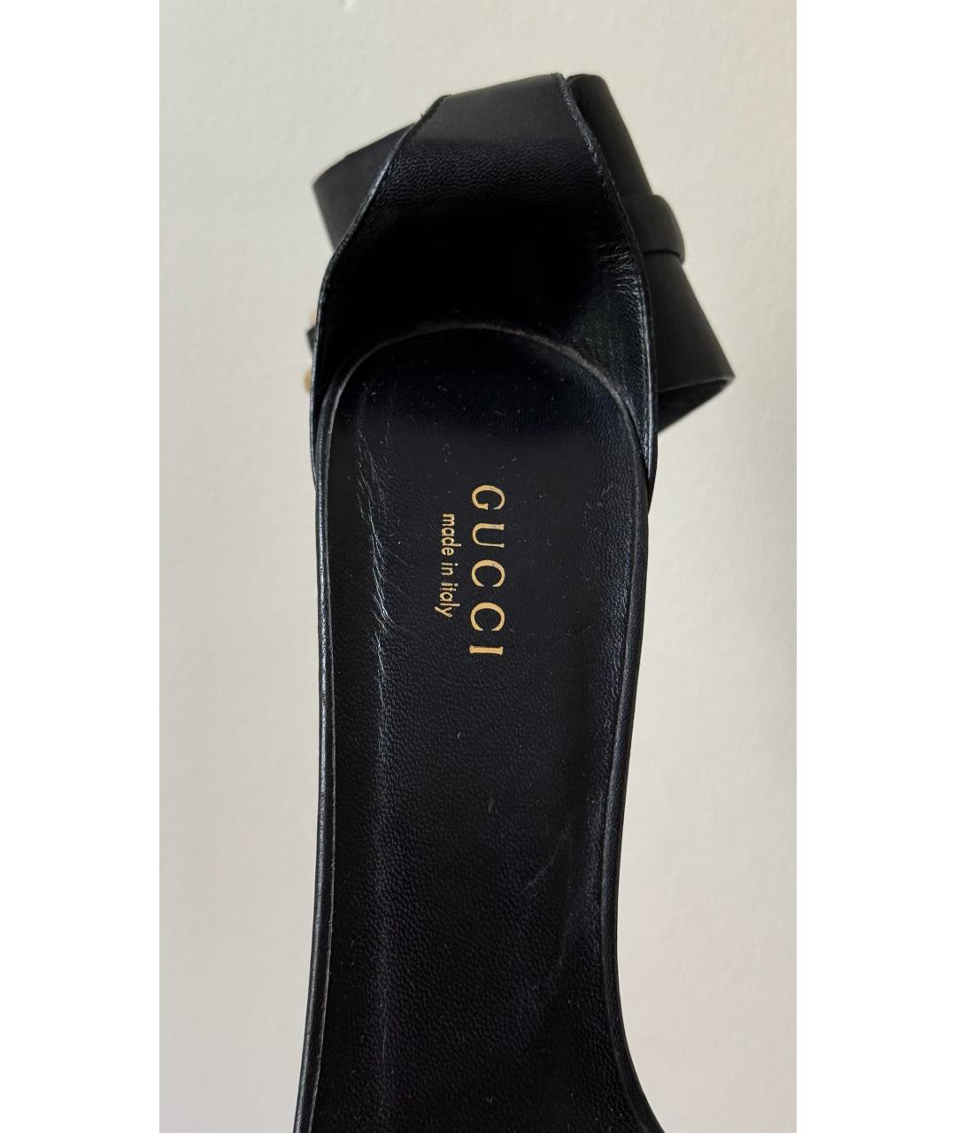 GUCCI Черные кожаные босоножки, фото 8