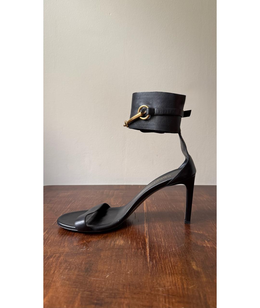 GUCCI Черные кожаные босоножки, фото 2