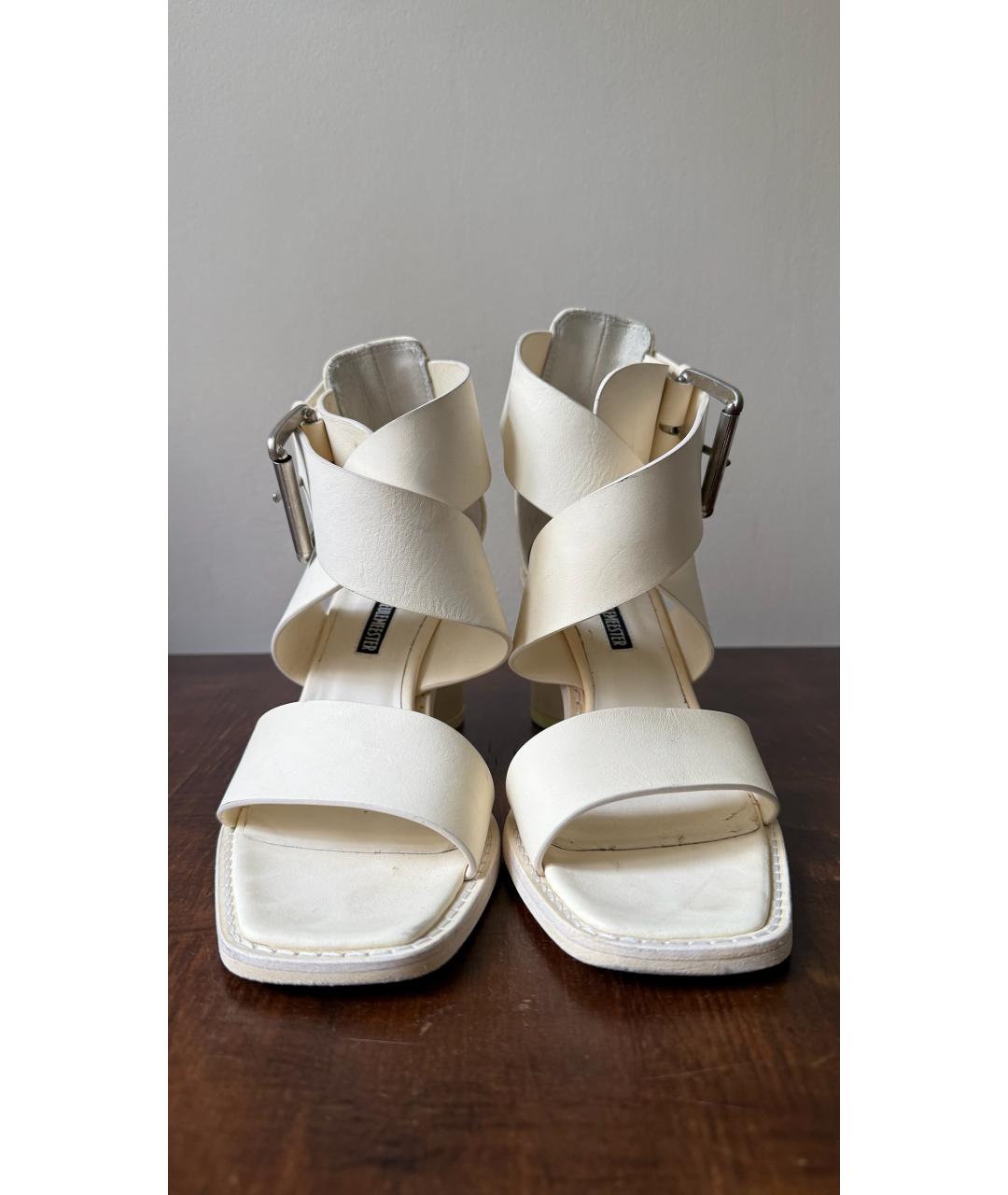 ANN DEMEULEMEESTER Белые кожаные босоножки, фото 3