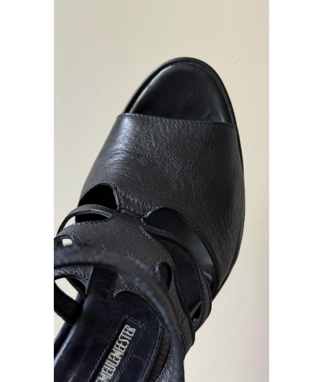 ANN DEMEULEMEESTER Черные кожаные босоножки, фото 6