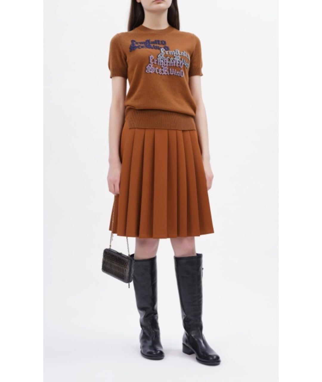 ERMANNO SCERVINO Коричневая полиэстеровая юбка мини, фото 2