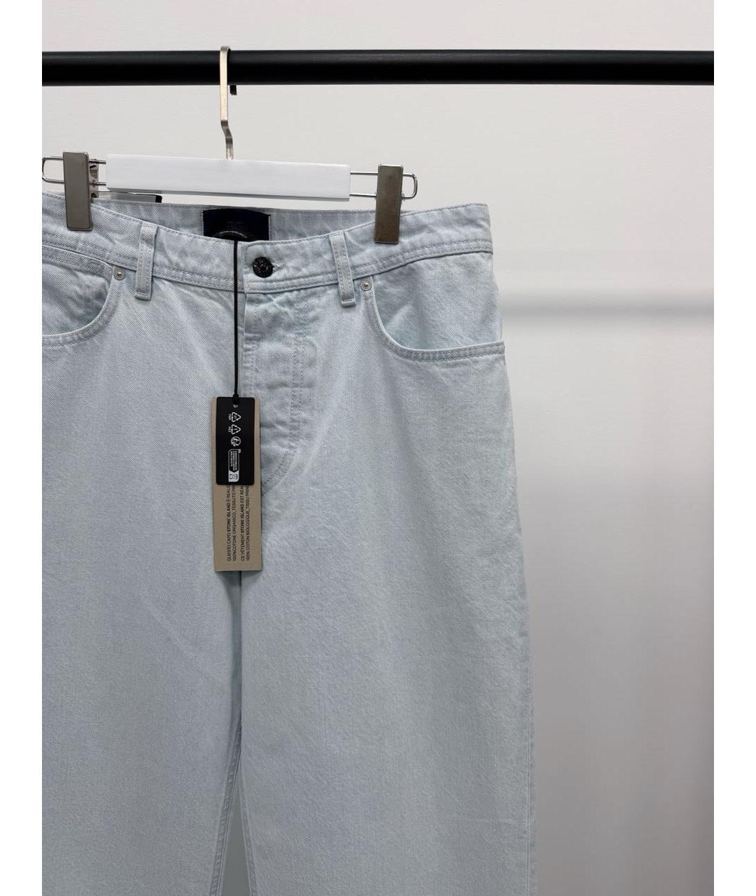 STONE ISLAND Голубые хлопковые прямые джинсы, фото 3