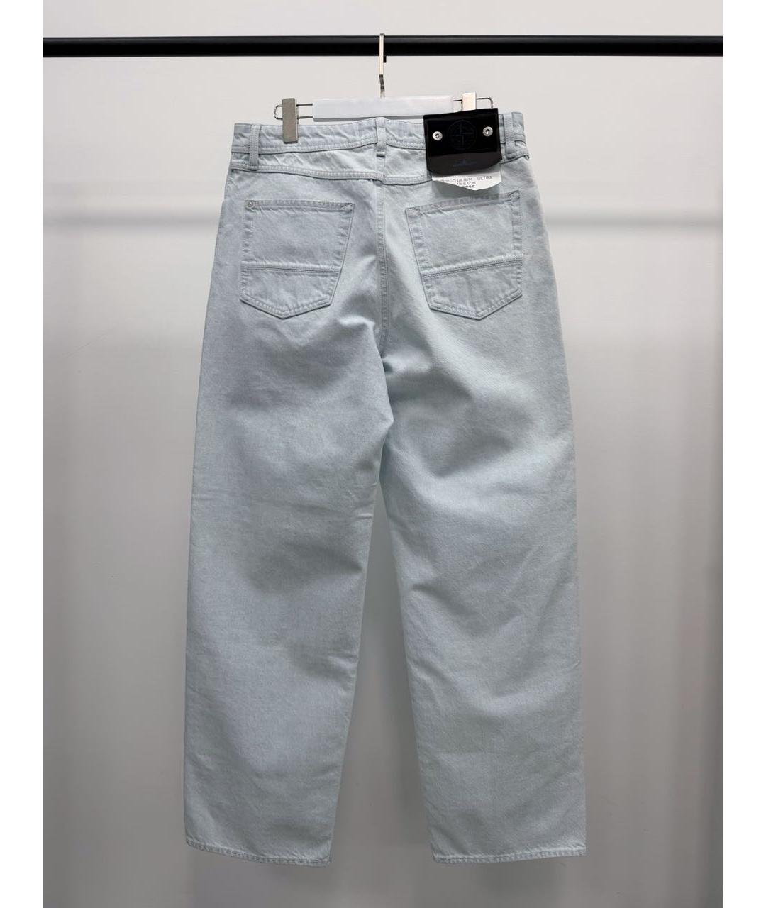 STONE ISLAND Голубые хлопковые прямые джинсы, фото 4
