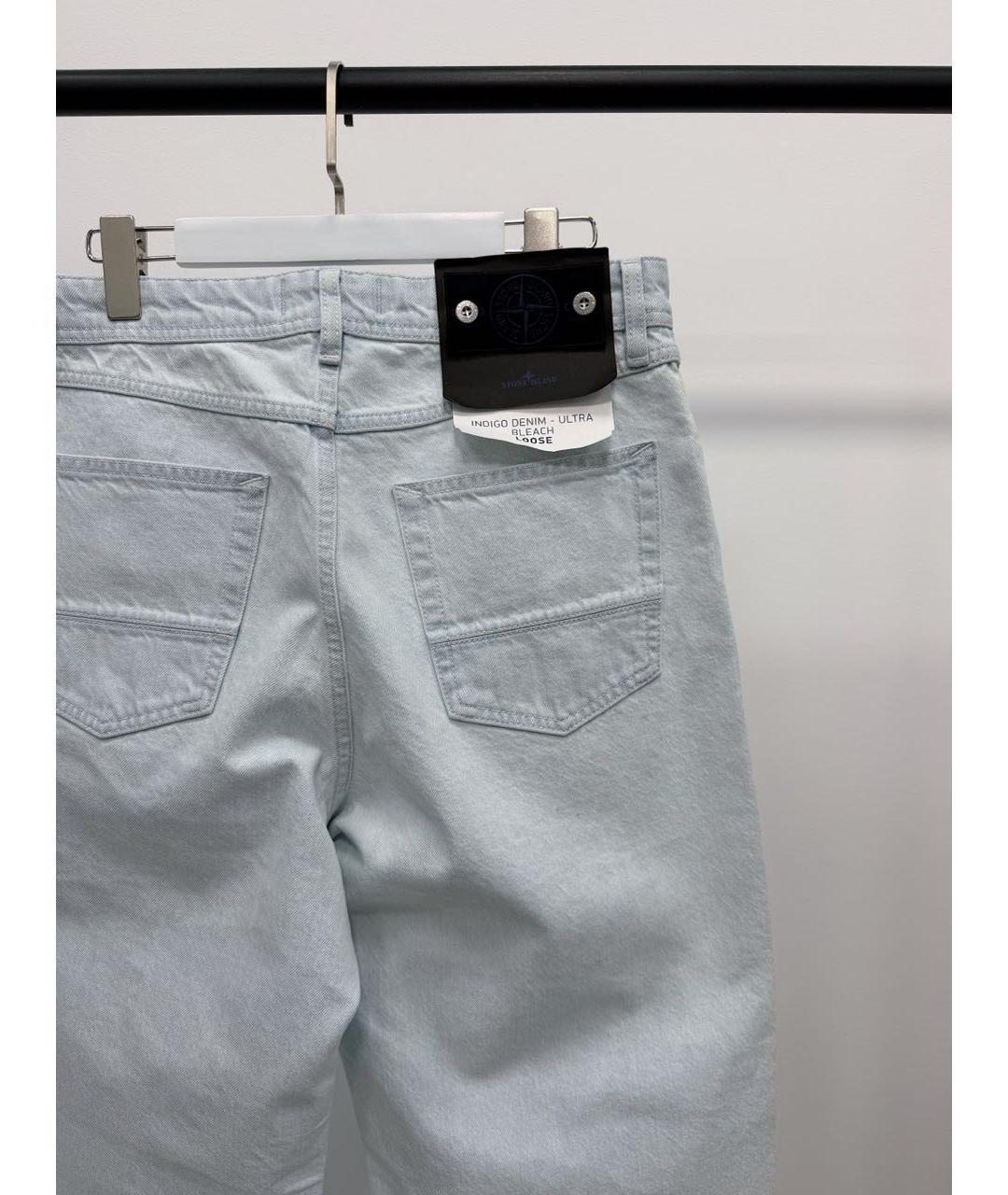 STONE ISLAND Голубые хлопковые прямые джинсы, фото 5