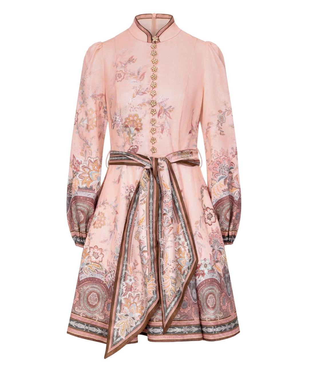 ZIMMERMANN Розовое льняное повседневное платье, фото 4