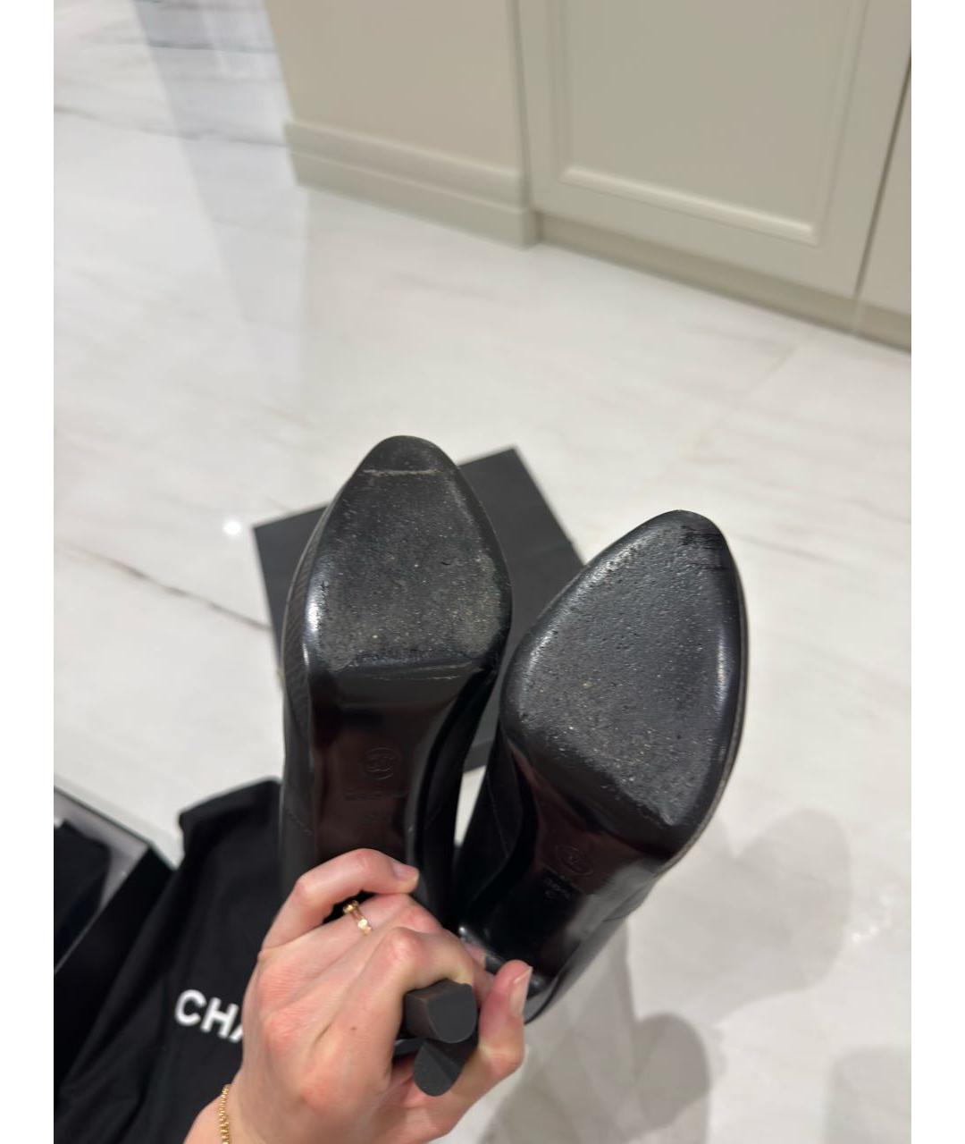 CHANEL Черные кожаные сапоги, фото 7