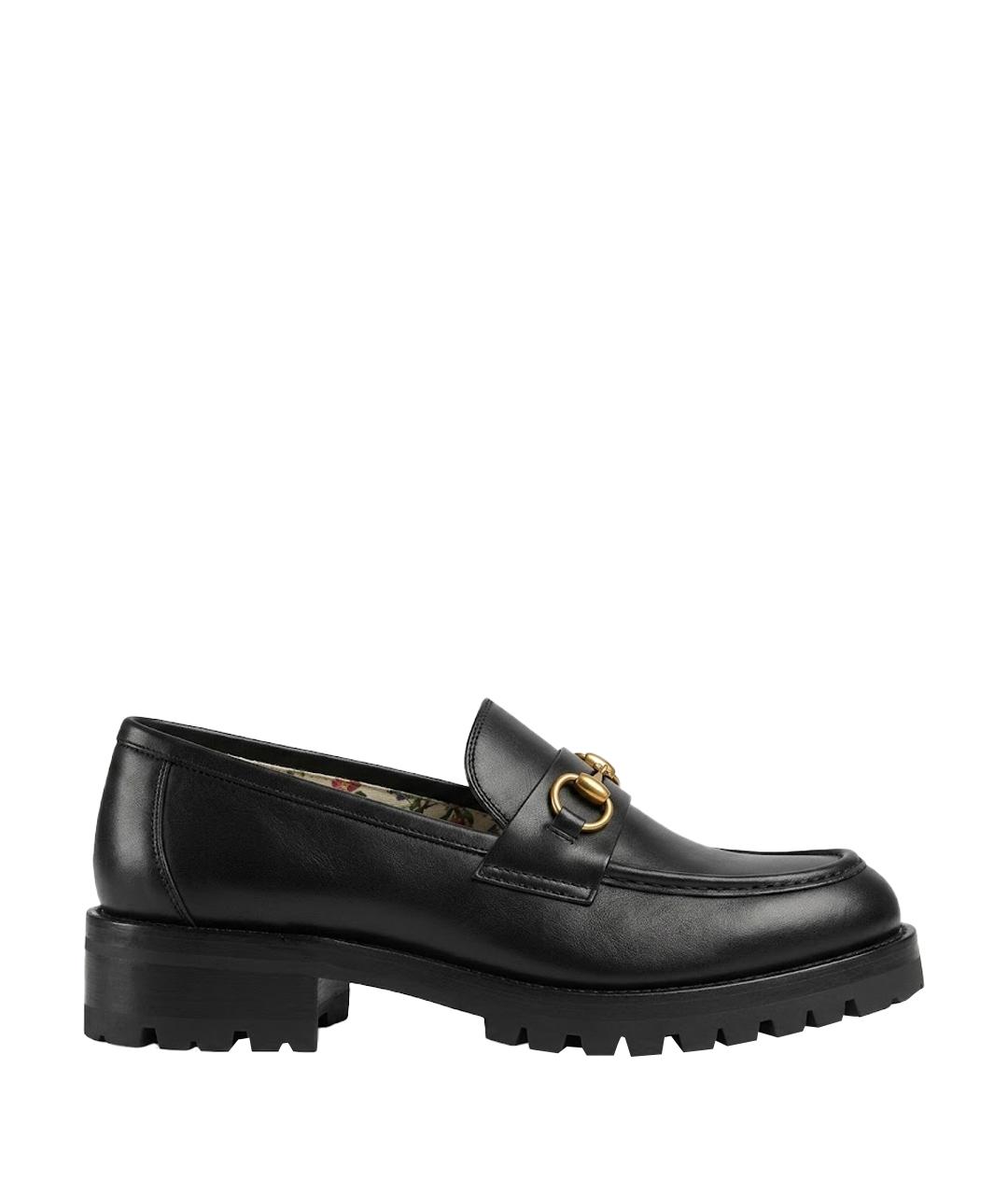 GUCCI Черные кожаные лоферы, фото 1