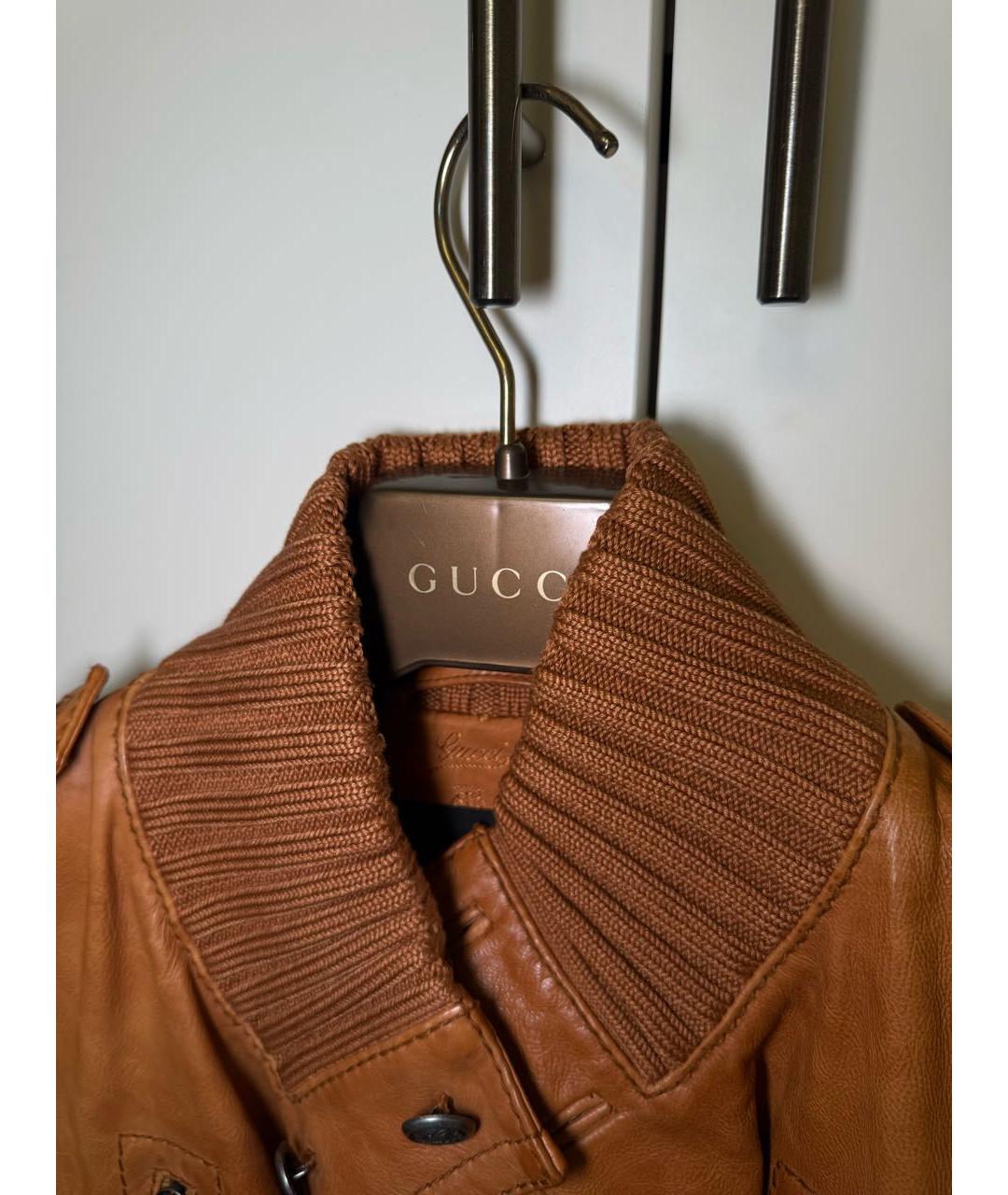 GUCCI Оранжевая кожаная куртка, фото 3