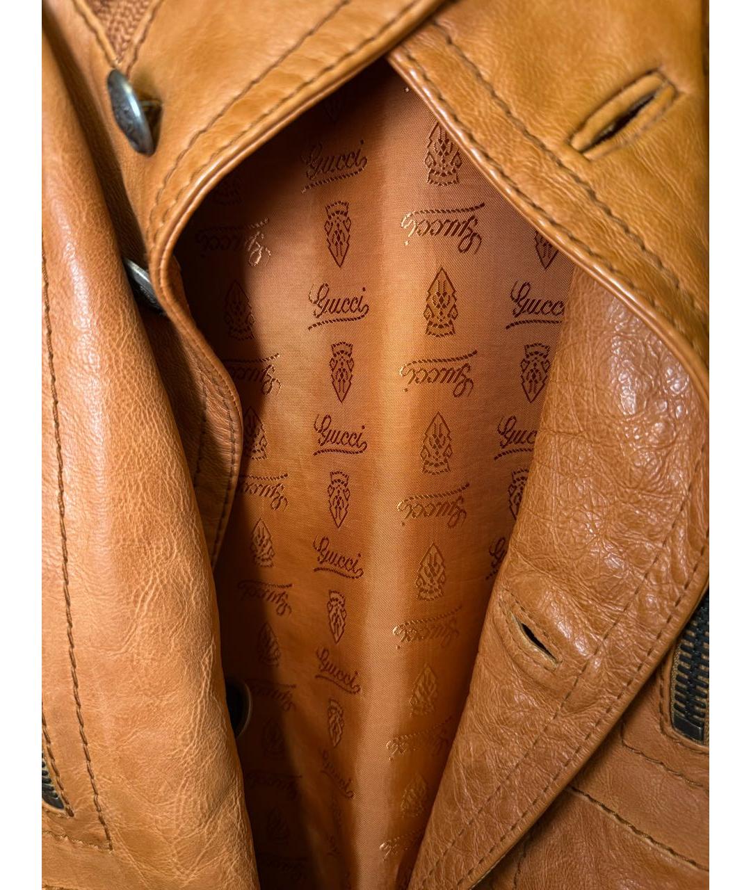 GUCCI Оранжевая кожаная куртка, фото 4