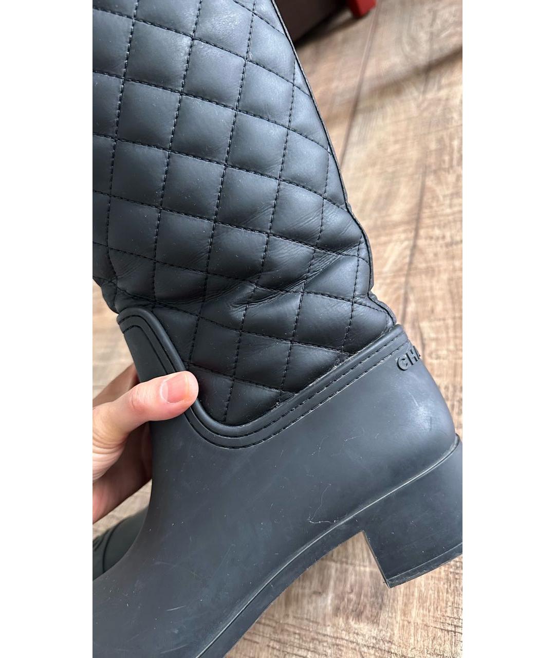 CHANEL Черные резиновые сапоги, фото 8