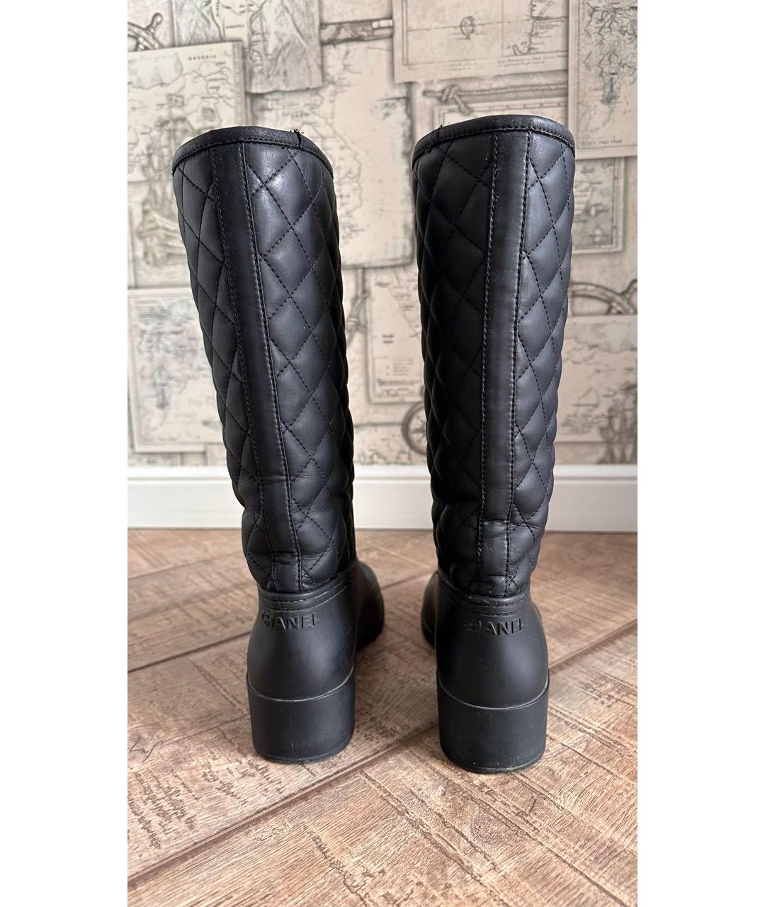 CHANEL Черные резиновые сапоги, фото 4