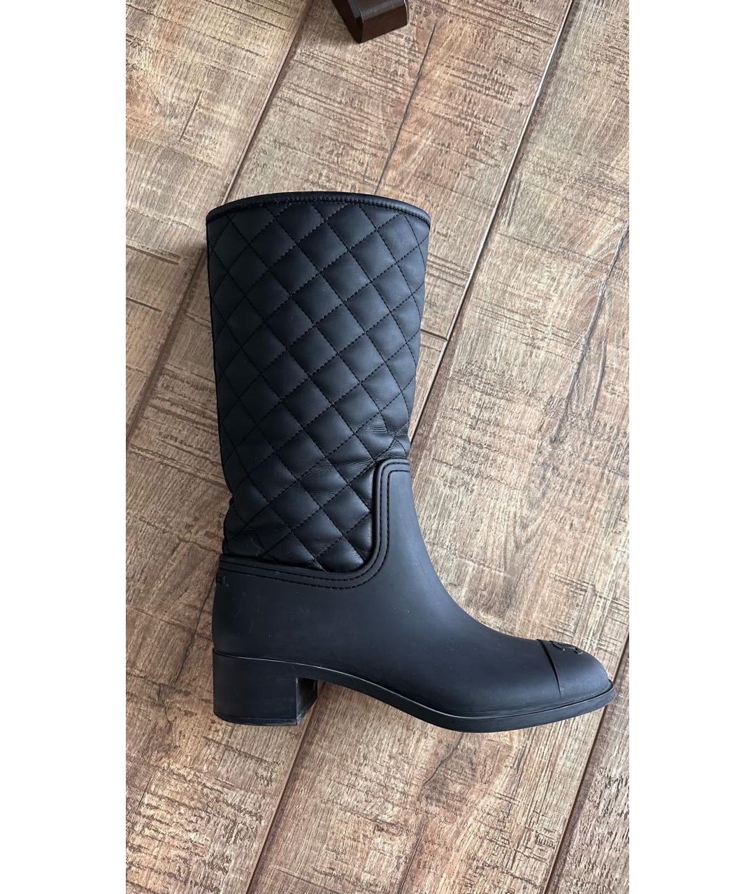 CHANEL Черные резиновые сапоги, фото 9