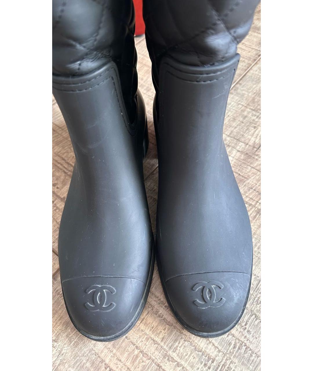 CHANEL Черные резиновые сапоги, фото 3