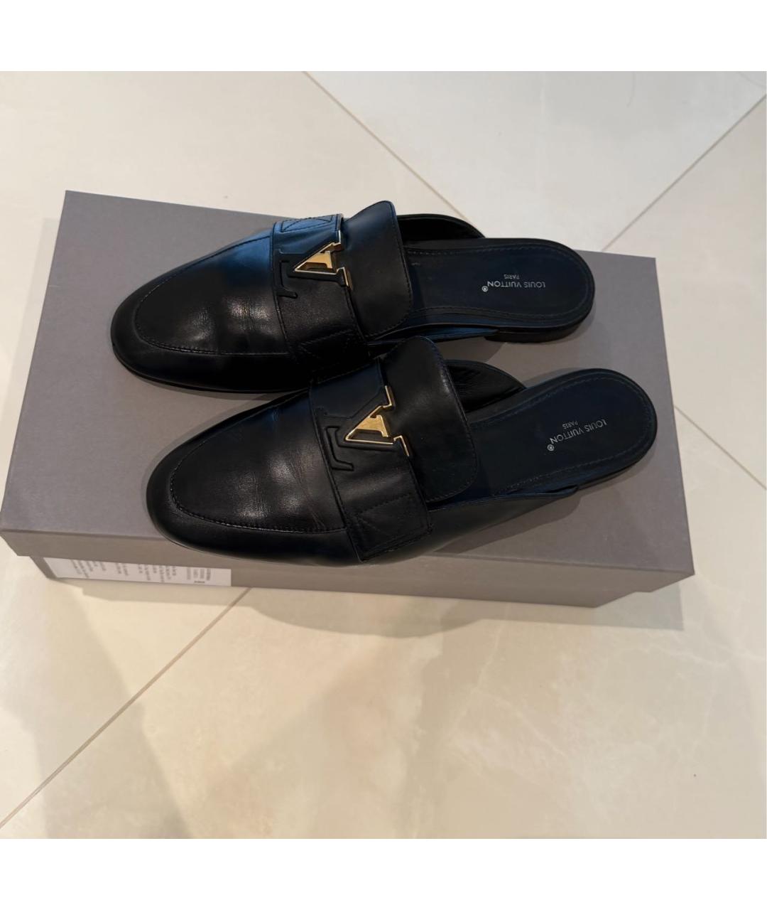 LOUIS VUITTON Черные кожаные мюли, фото 2