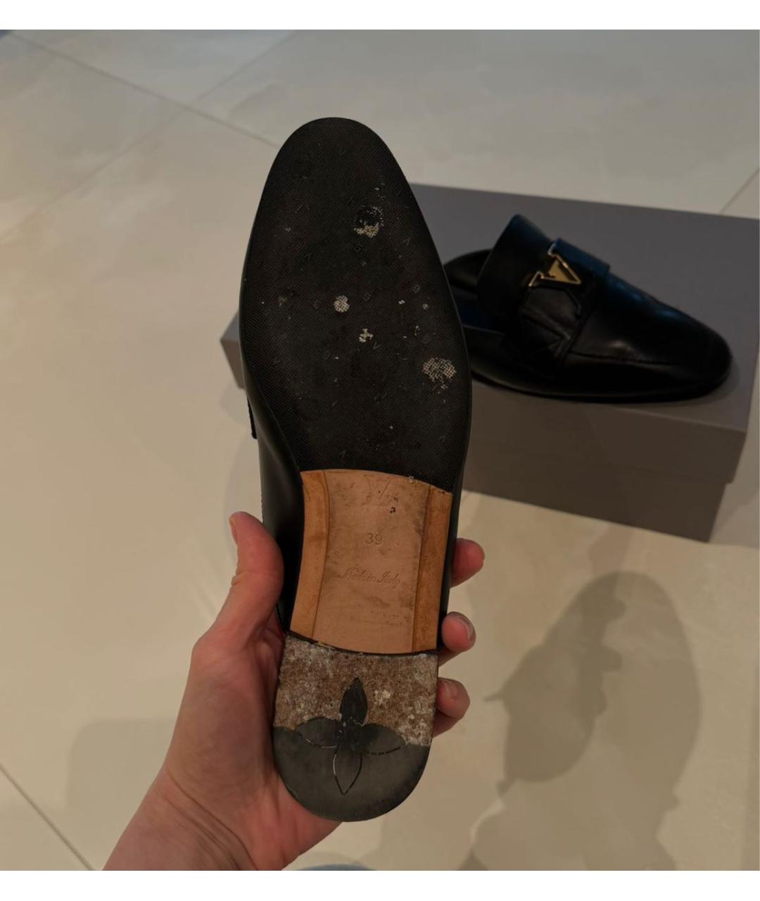 LOUIS VUITTON Черные кожаные мюли, фото 4