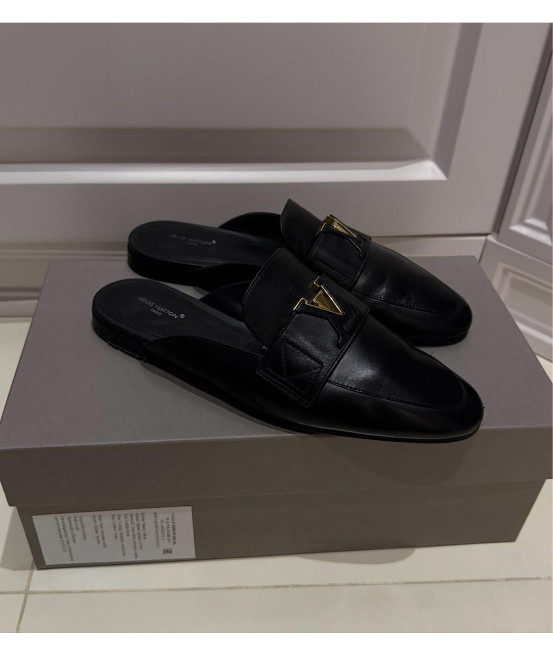 LOUIS VUITTON Черные кожаные мюли, фото 3