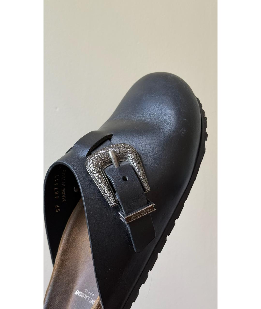 SAINT LAURENT Черные кожаные мюли, фото 5