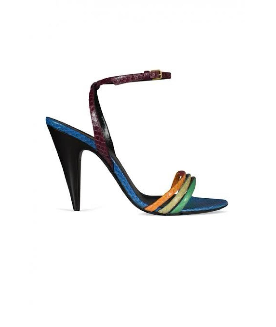 SAINT LAURENT Мульти кожаные босоножки, фото 8