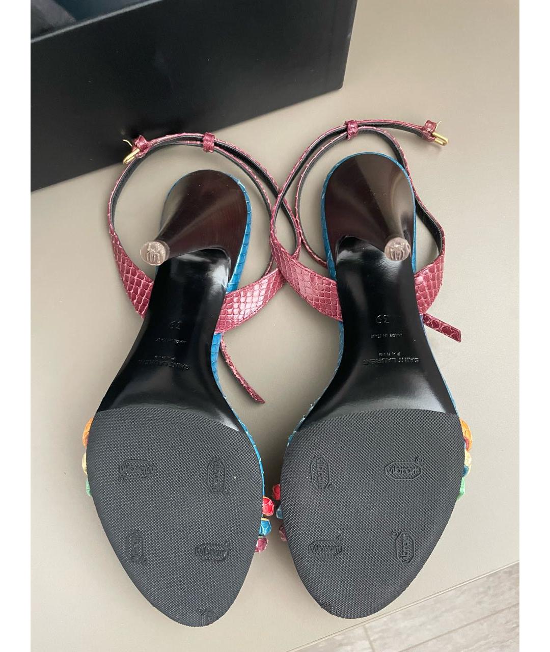 SAINT LAURENT Мульти кожаные босоножки, фото 4