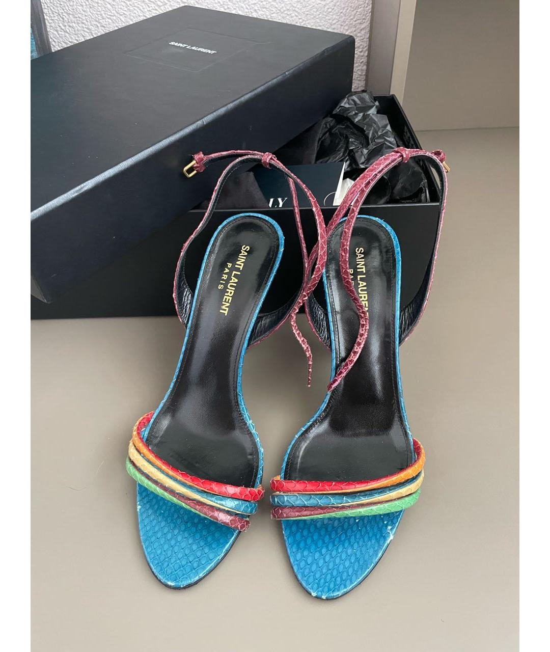 SAINT LAURENT Мульти кожаные босоножки, фото 2