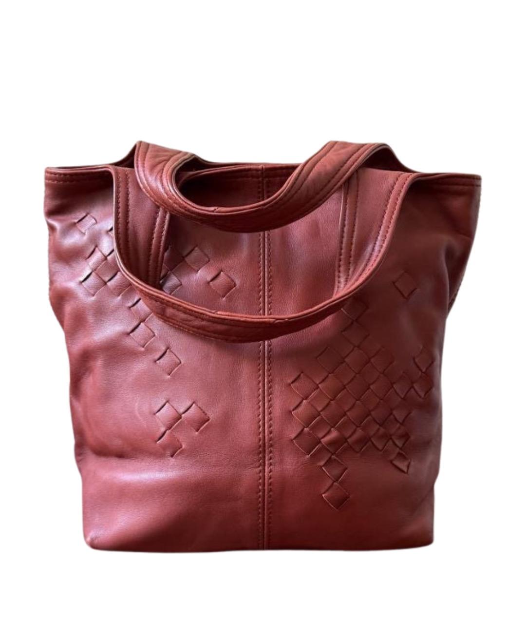 BOTTEGA VENETA Коралловая кожаная сумка тоут, фото 1