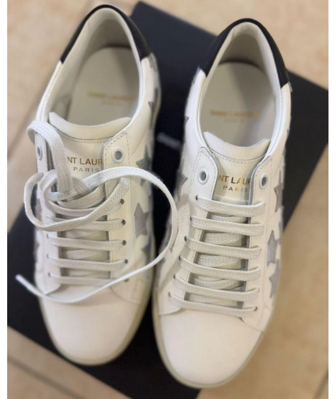 SAINT LAURENT Белые кожаные кеды, фото 2