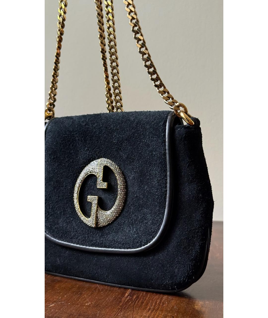 GUCCI Черная замшевая сумка через плечо, фото 5