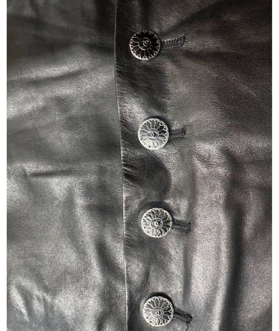 CHANEL Черная кожаная юбка мини, фото 4