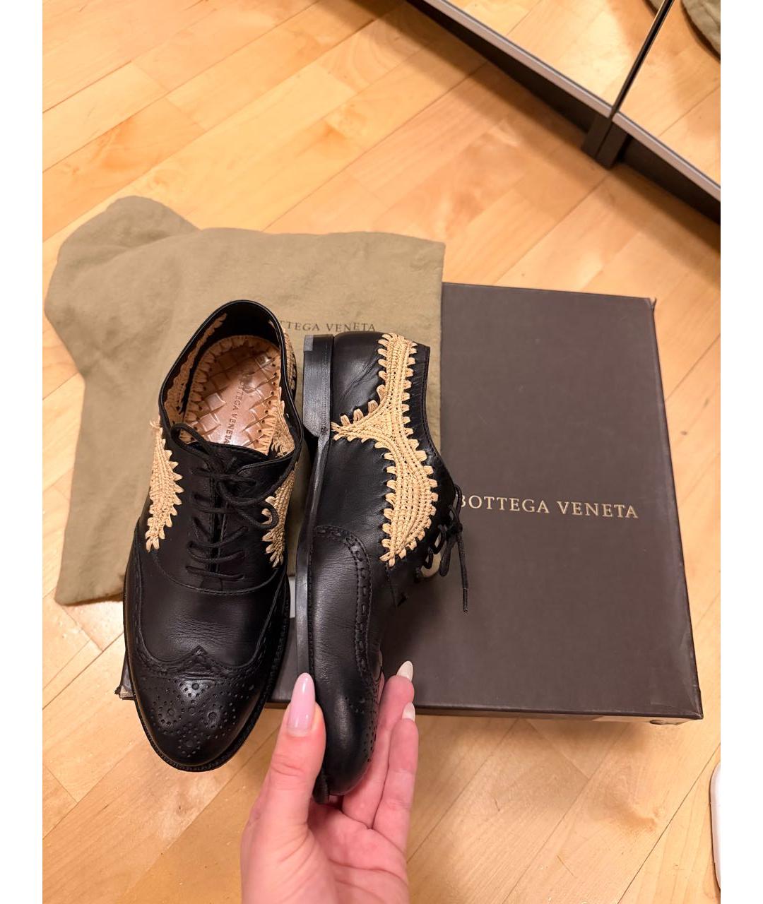 BOTTEGA VENETA Черные кожаные брогги и оксфорды, фото 5