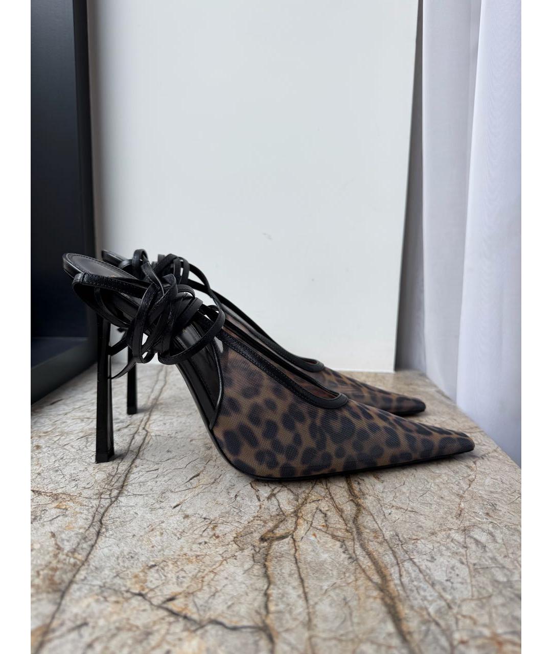 SAINT LAURENT Коричневые кожаные туфли, фото 9