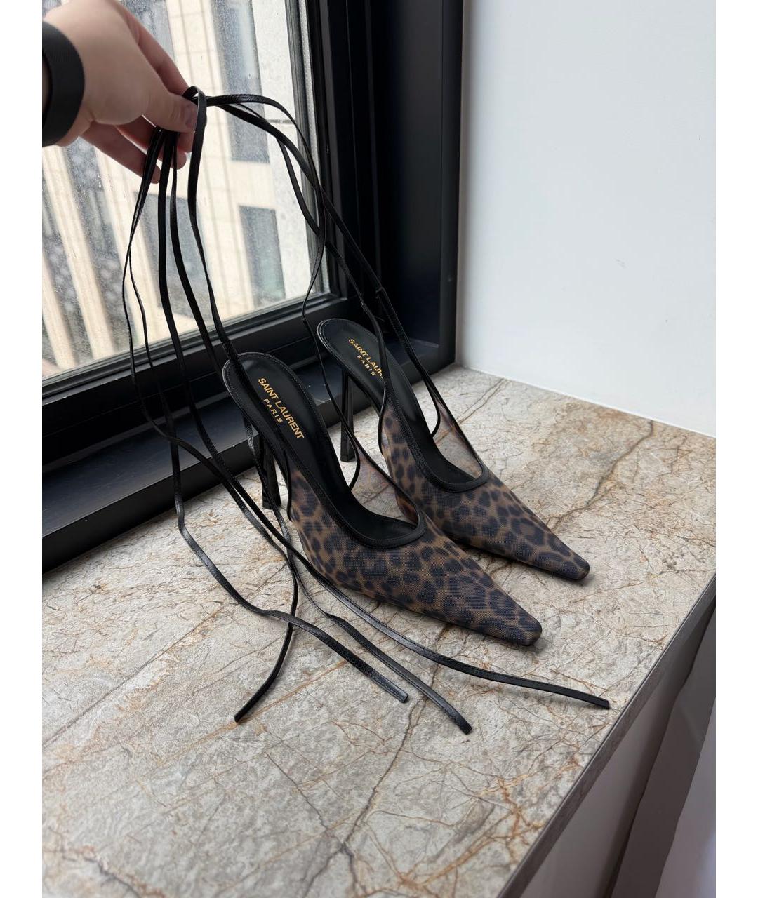 SAINT LAURENT Коричневые кожаные туфли, фото 7