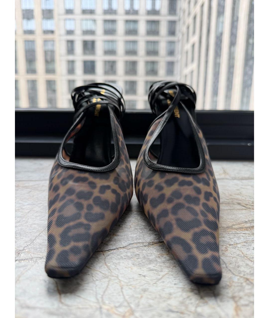 SAINT LAURENT Коричневые кожаные туфли, фото 2
