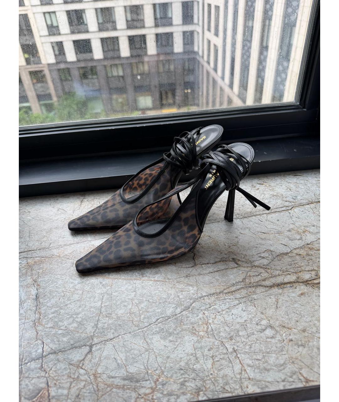 SAINT LAURENT Коричневые кожаные туфли, фото 8
