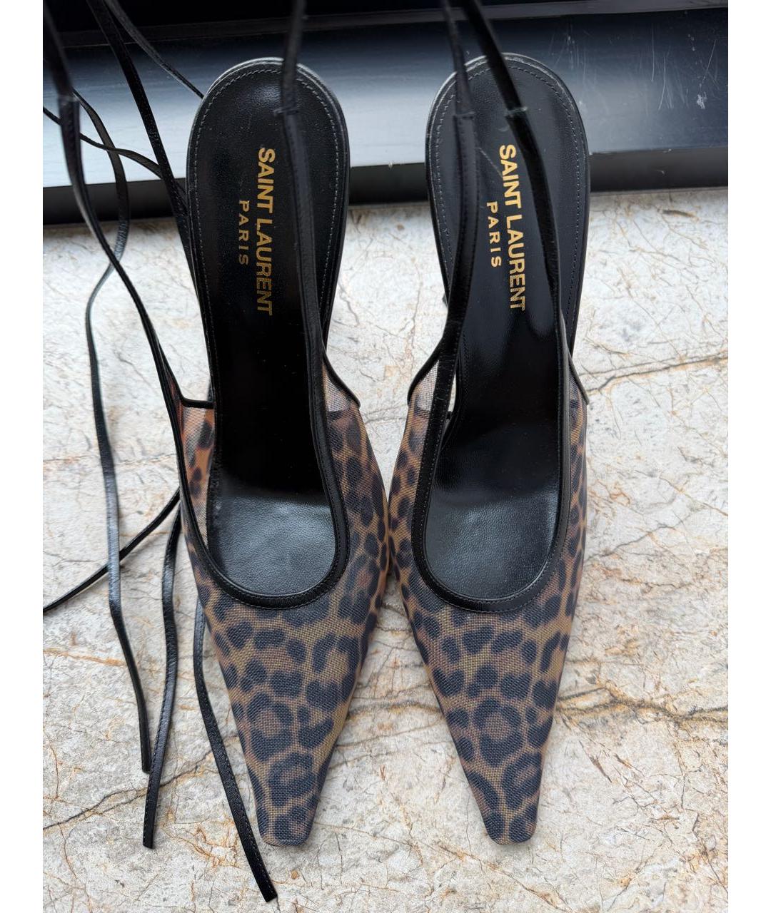 SAINT LAURENT Коричневые кожаные туфли, фото 3