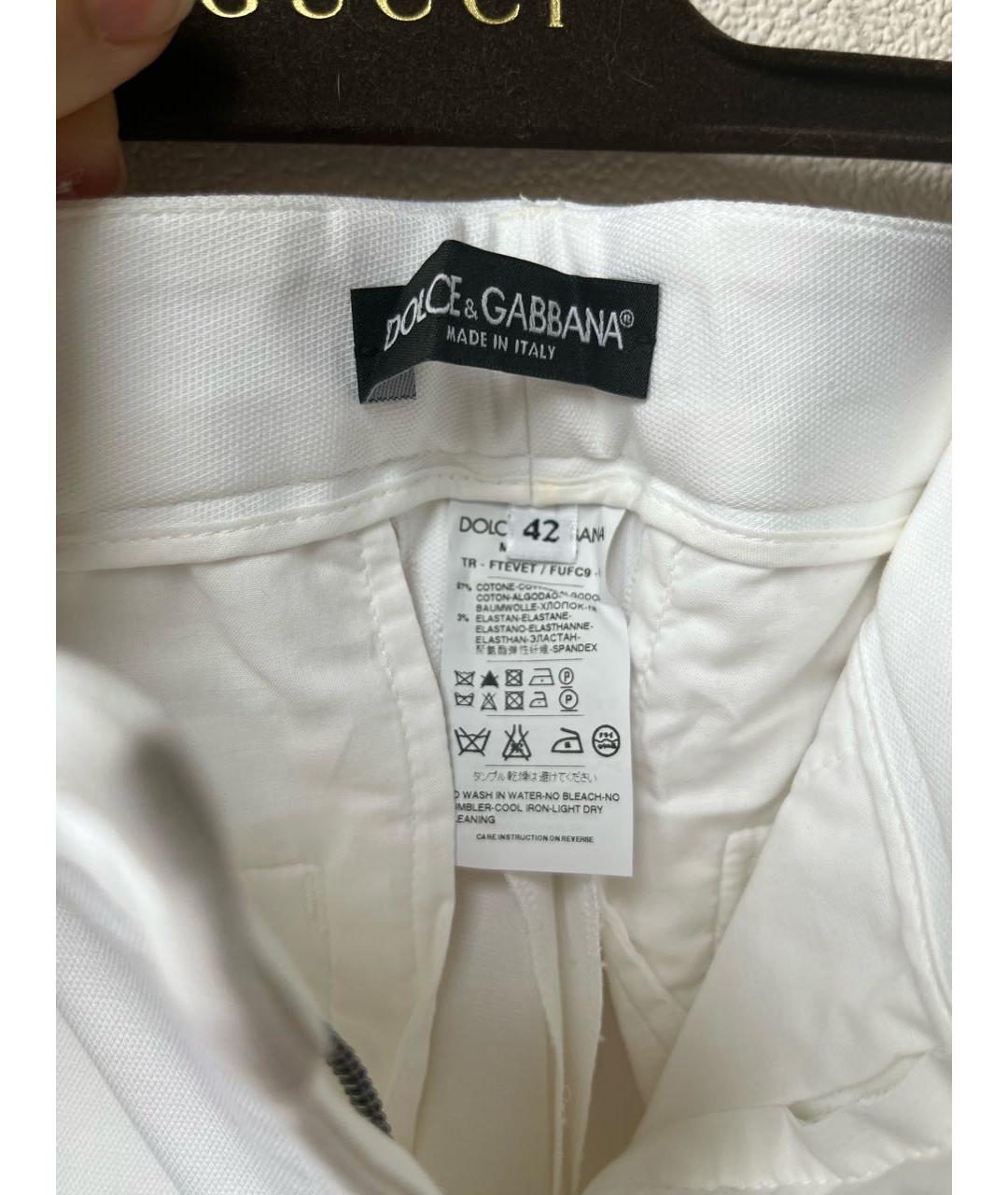 DOLCE&GABBANA Белые хлопковые брюки узкие, фото 7