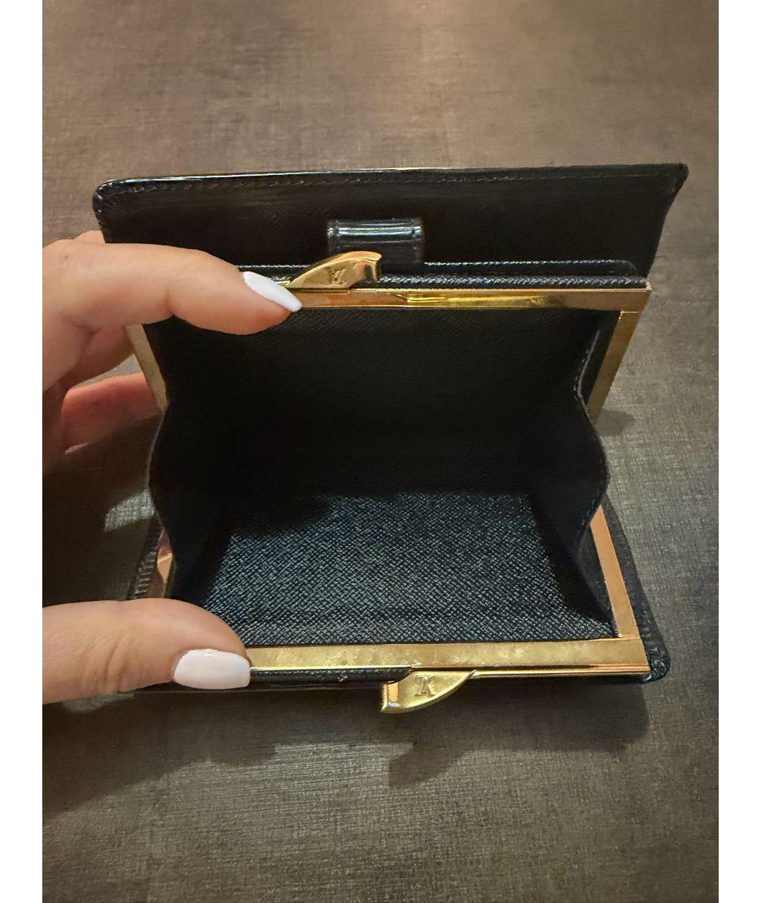 LOUIS VUITTON Черный кожаный кошелек, фото 4