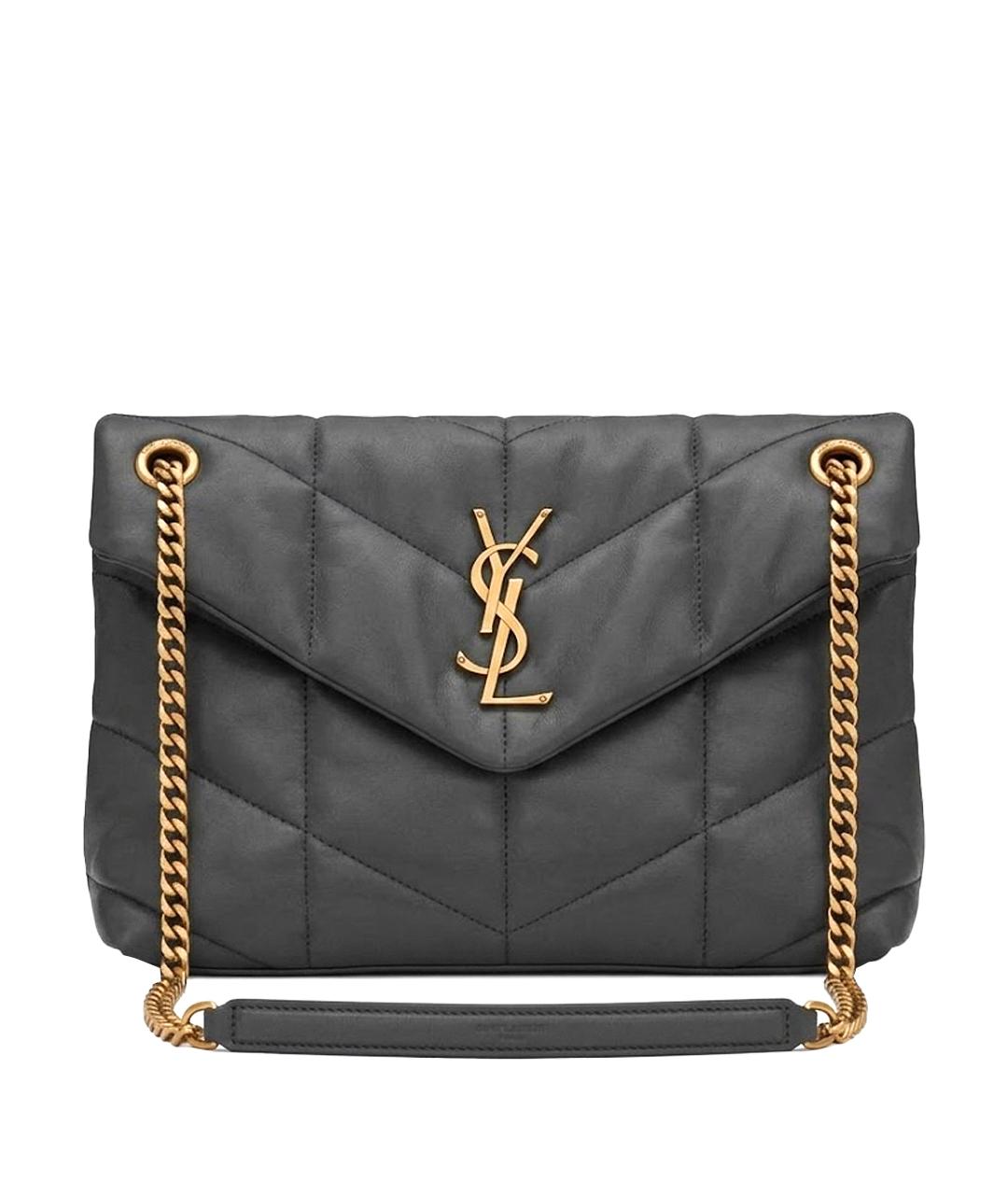 SAINT LAURENT Антрацитовая кожаная сумка через плечо, фото 1