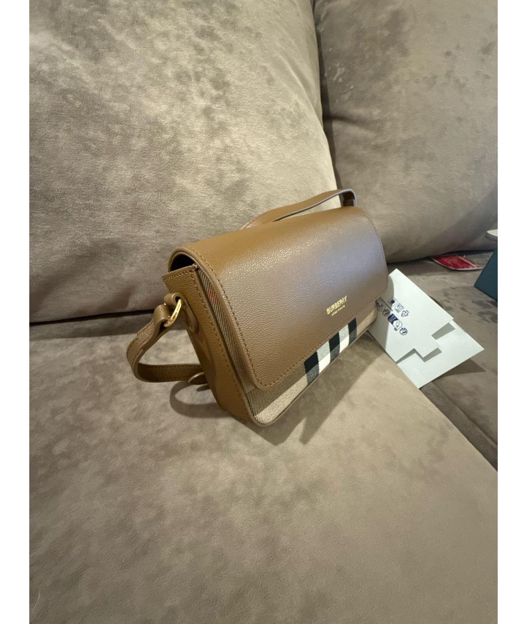 BURBERRY Коричневая кожаная сумка через плечо, фото 2