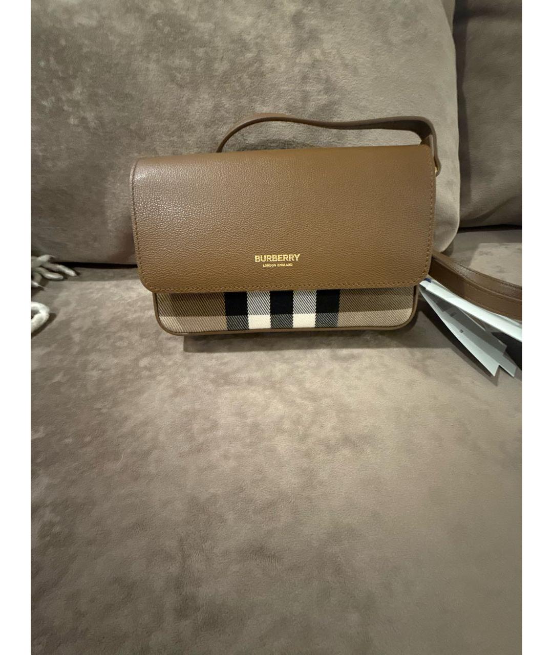 BURBERRY Коричневая кожаная сумка через плечо, фото 6