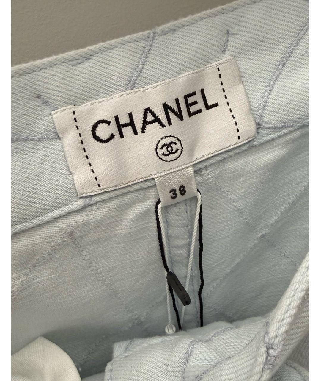 CHANEL Голубые хлопковые прямые джинсы, фото 3
