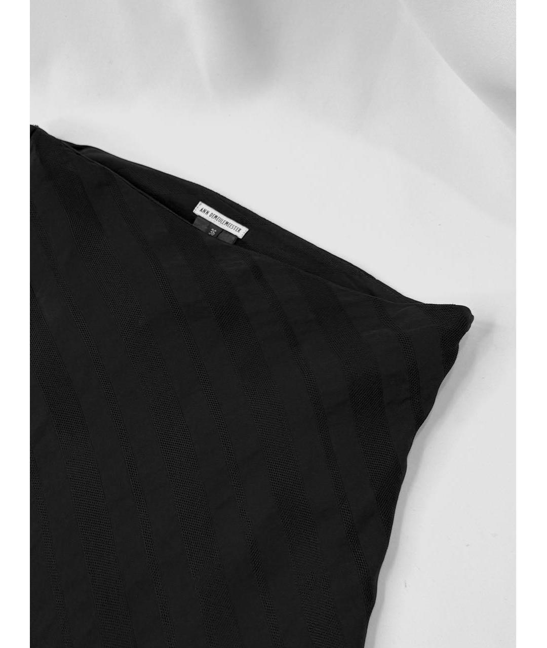 ANN DEMEULEMEESTER Черная хлопковая юбка миди, фото 3